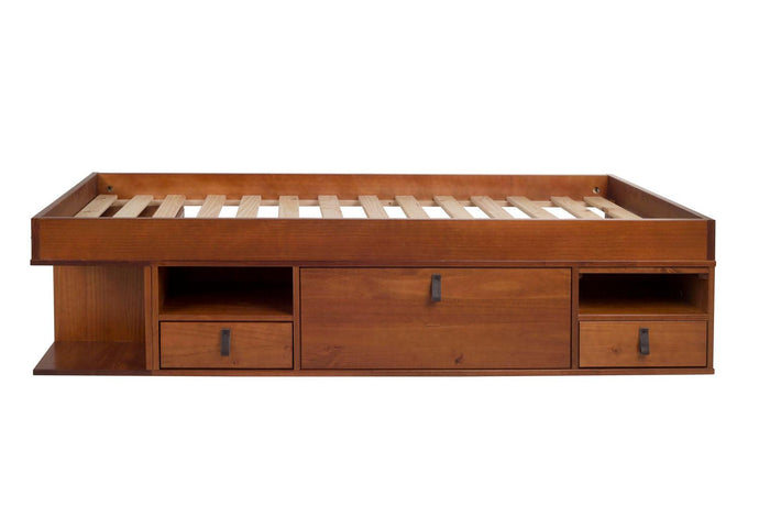 Funktionsbett Bali 90x190 cm - Einzelbett mit Bettkasten und viel Stauraum - Inkl. Lattenrost - Memomad