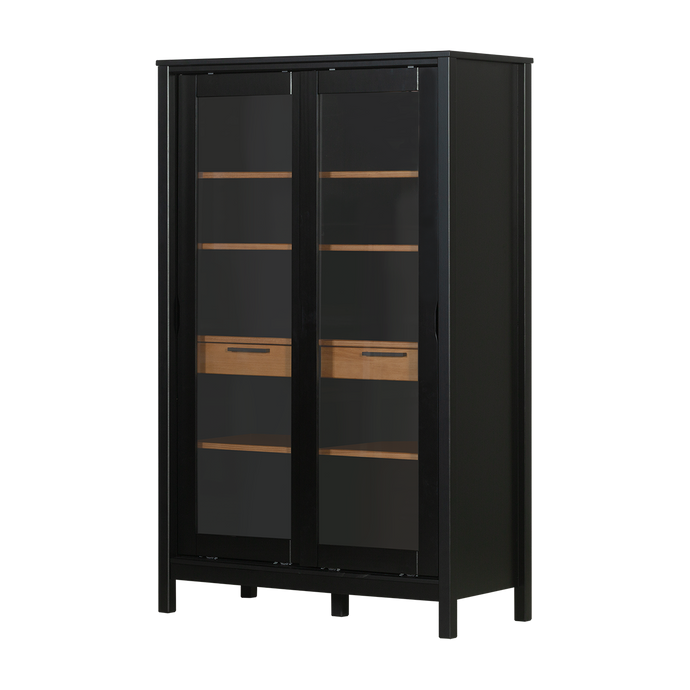 Vitrinenschrank SoHo - Schwarz und Oak