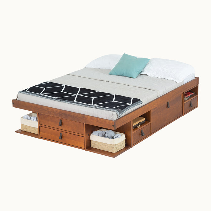 Funktionsbett Bali 140x200 cm - Bett mit Bettkasten und viel Stauraum