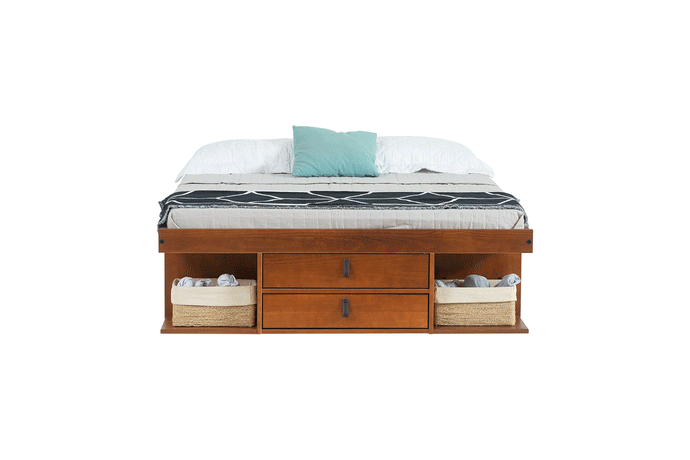 Funktionsbett Bali 140x190 cm - Bett mit Bettkasten und viel Stauraum - Inkl. Lattenrost - Memomad