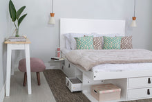 Moderne Schlafzimmer Weiss Dekoration: Stauraumbett Bali Weiß und Kopfteil für Bett Bali - Stauraumbett mit Bettkasten, ideal für kleine Schlafzimmer 